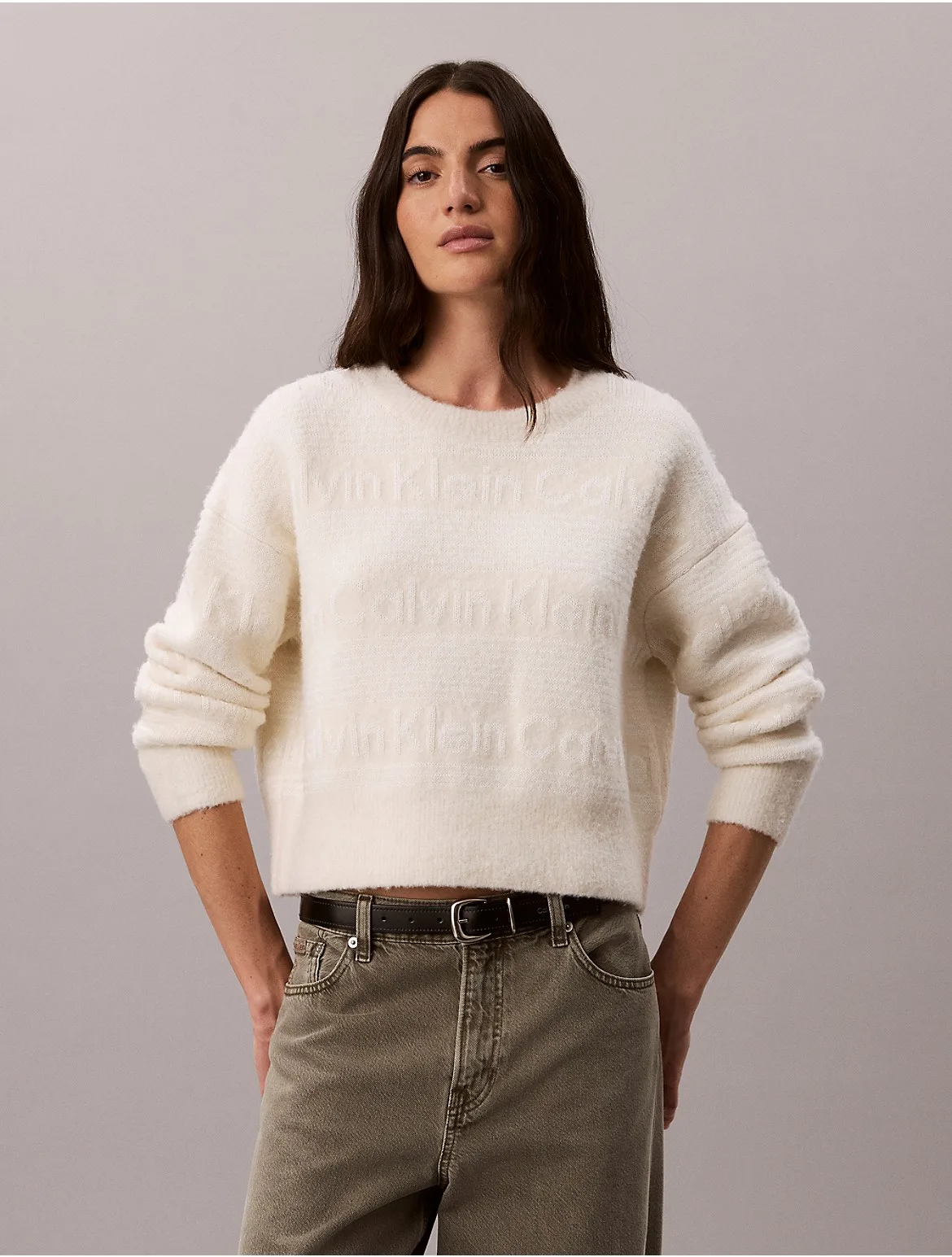 Wooly Logo Stripe Sweater by Calvin Klein