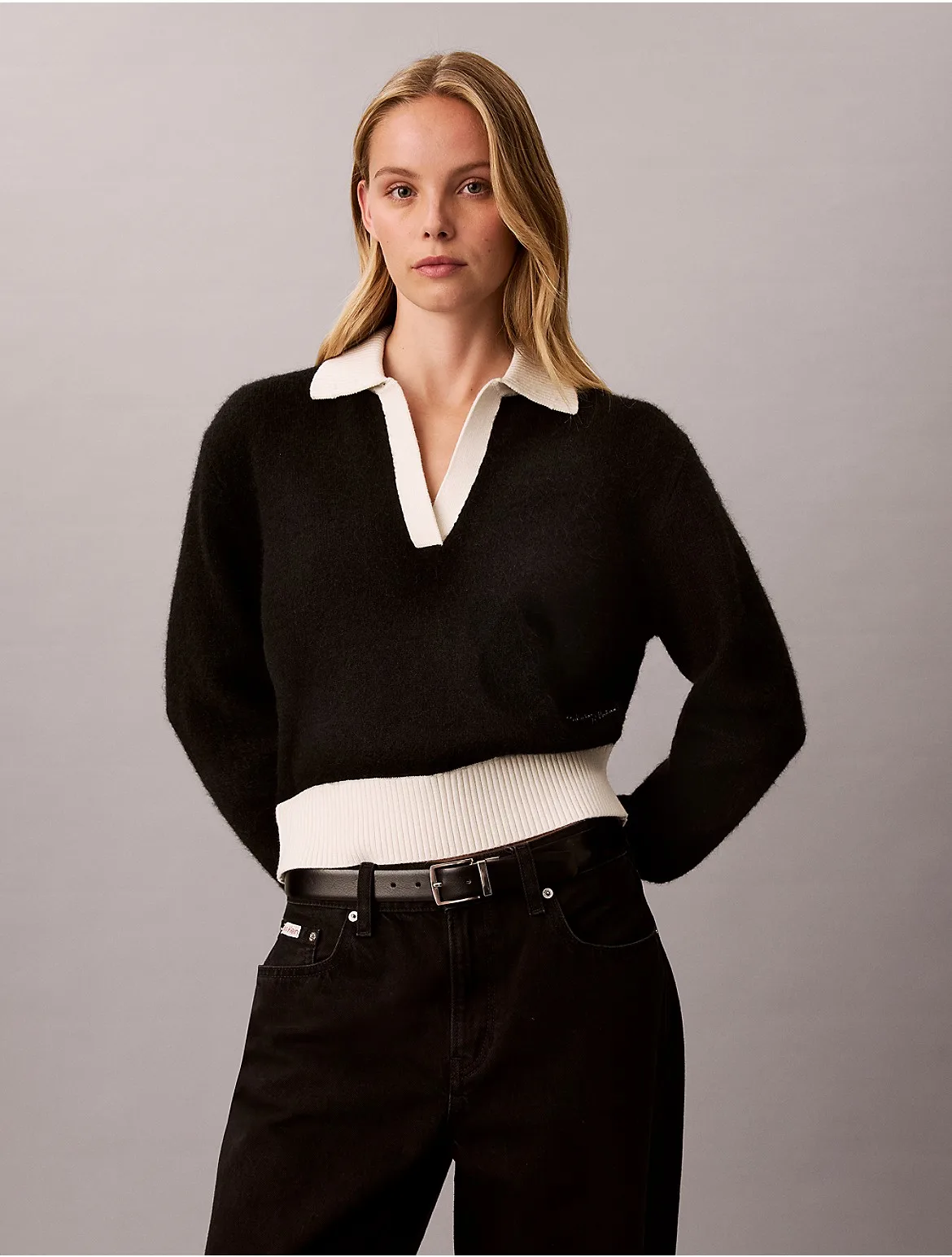 Relaxed Polo Sweater by Calvin Klein