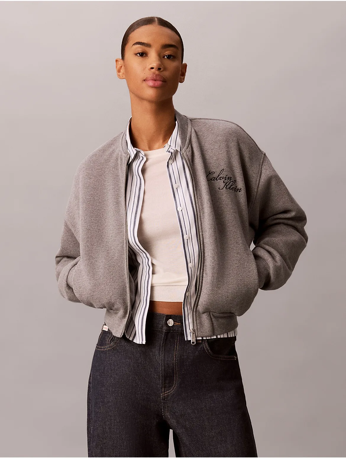 Textured Fleece Zip Jacket by Calvin Klein