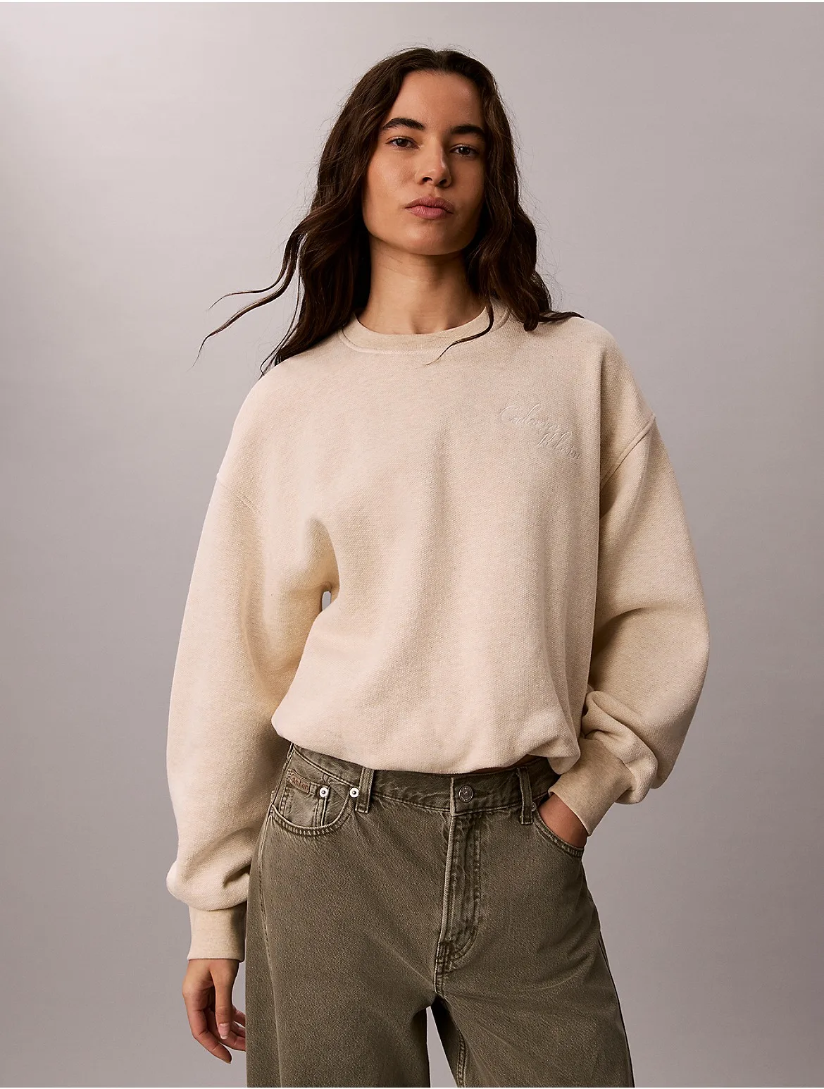 Textured Fleece Crewneck Sweatshirt