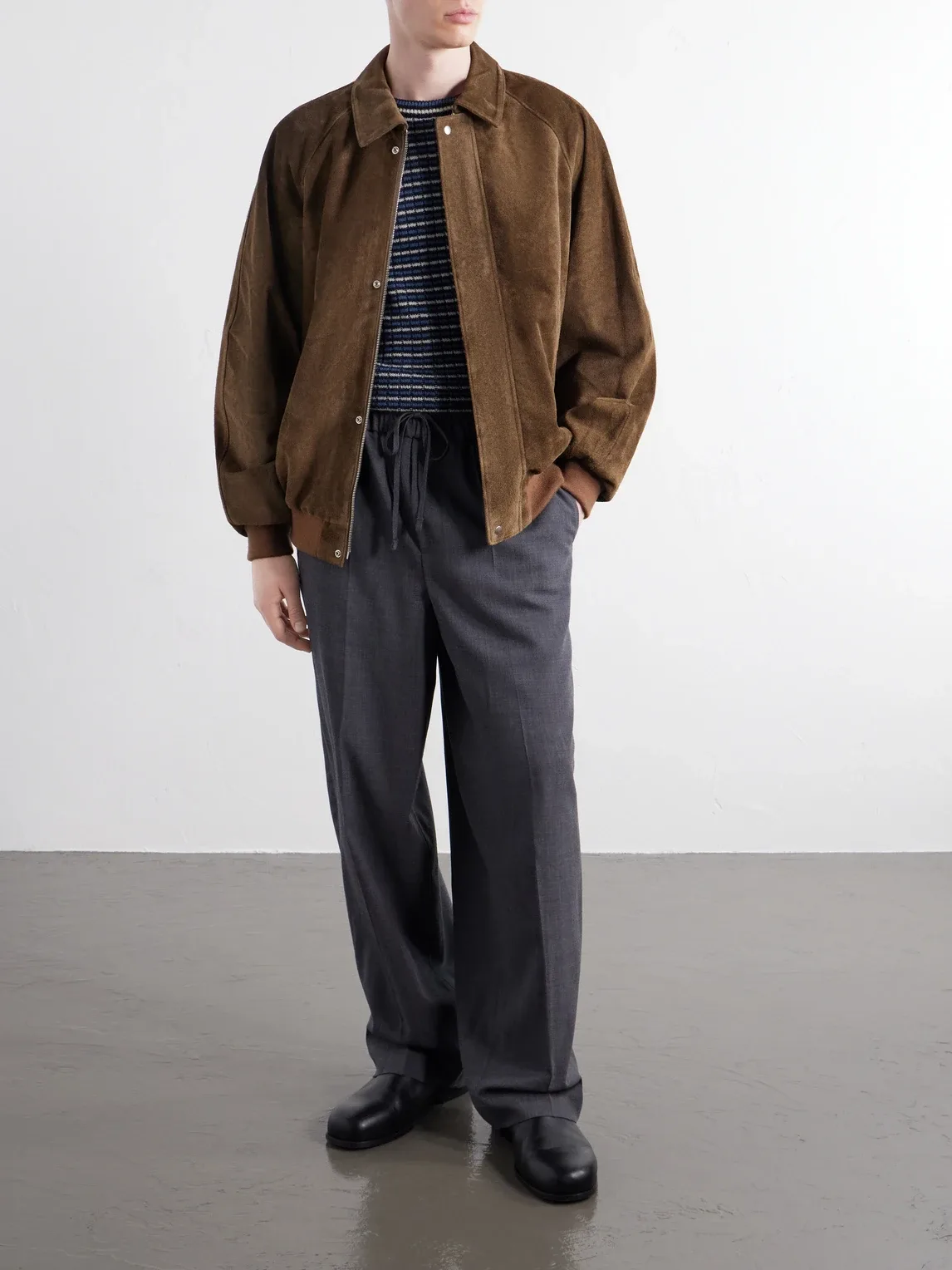 Rib-Trimmed Suede Blouson Jacket by Graphpaper