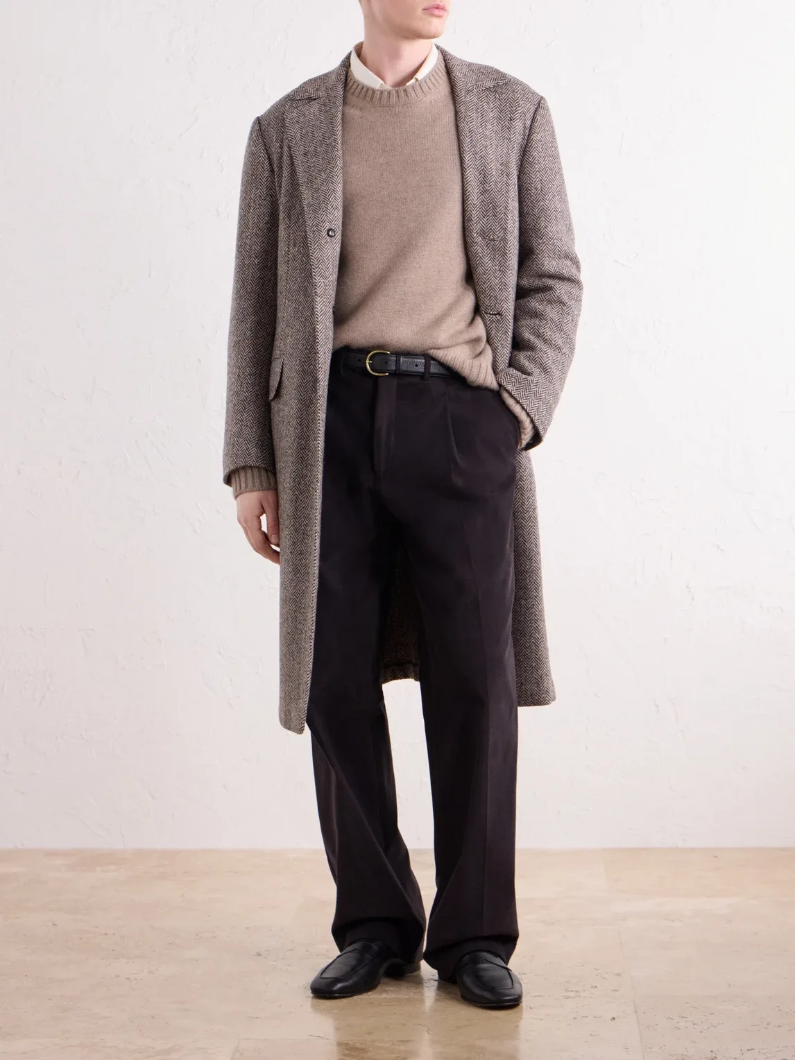 Herringbone Cashmere and Wool-Blend Coat by Kiton