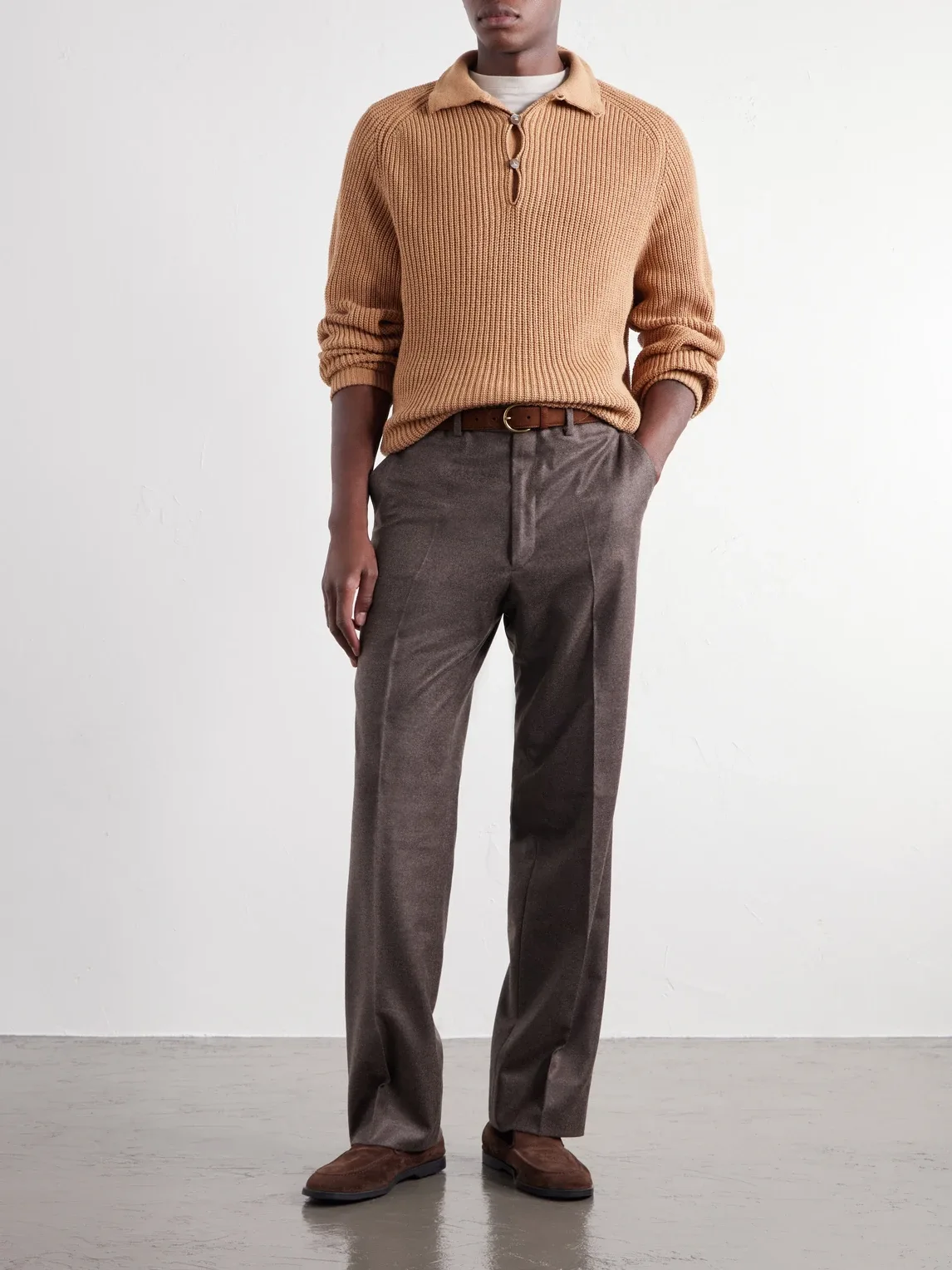 Straight-Leg Wool and Cashmere-Blend Flannel Trousers