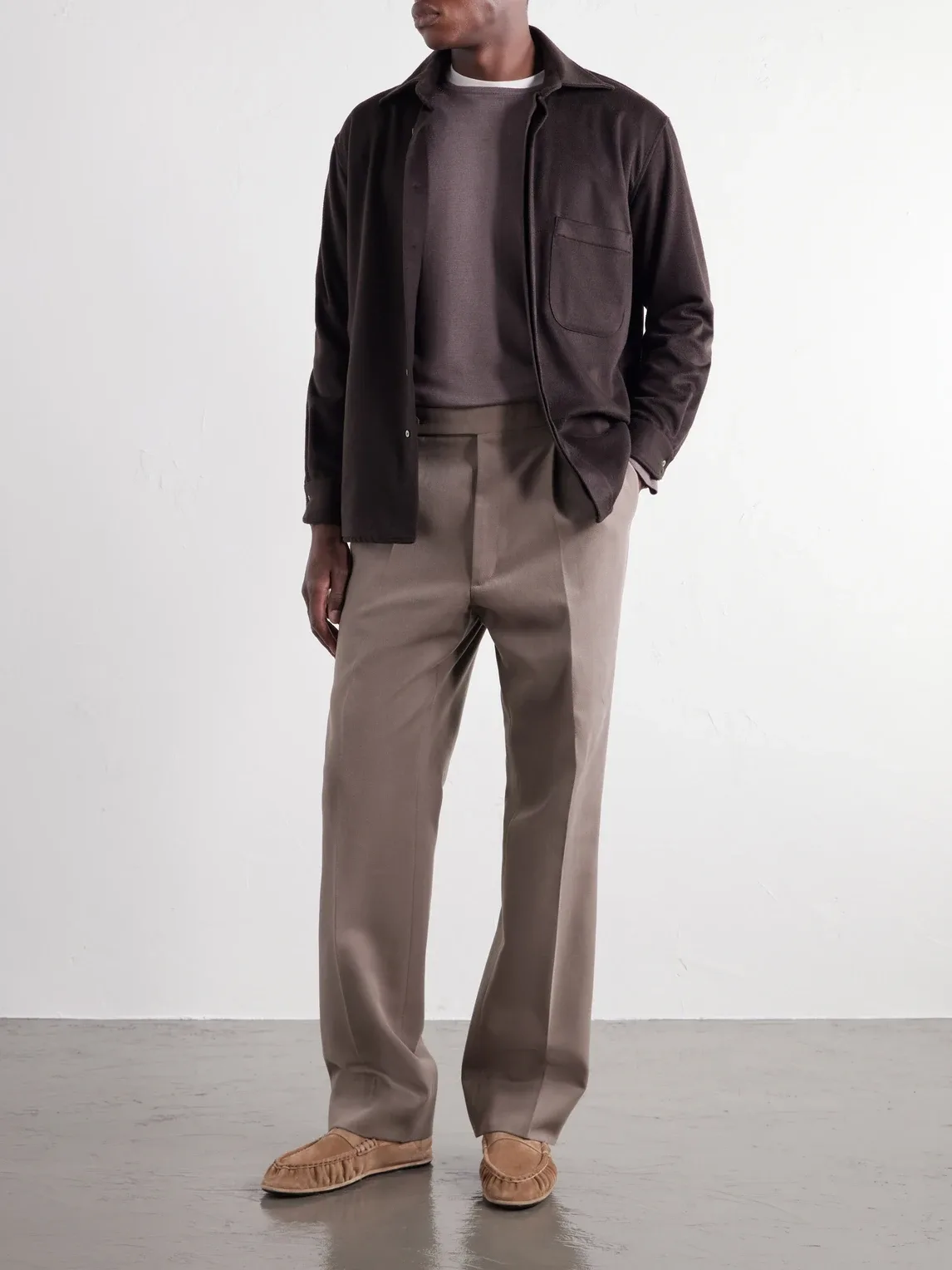Straight-Leg Pleated Cotton-Twill Trousers by Stffa