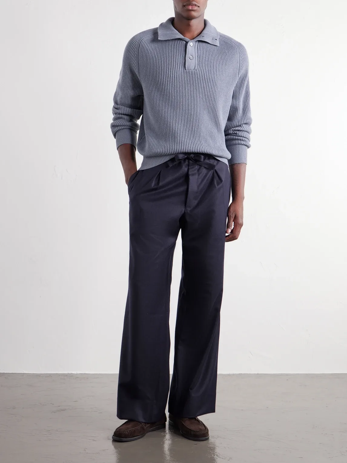 Ribbed Cashmere Polo Sweater by Stffa