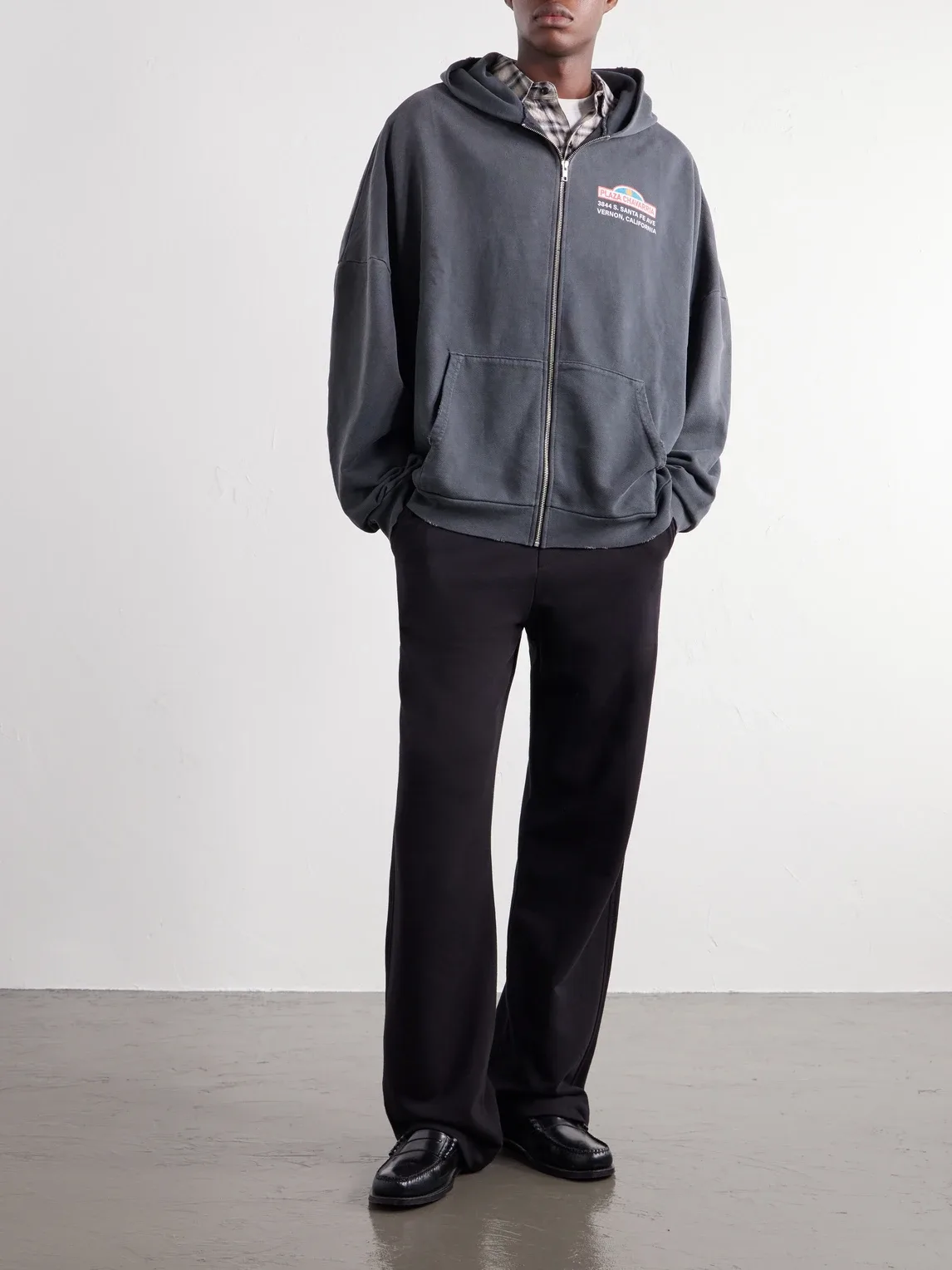 Plaza Chavarria Logo-Print Distressed Cotton-Jersey Zip-Up Hoodie by Willy Chavarria