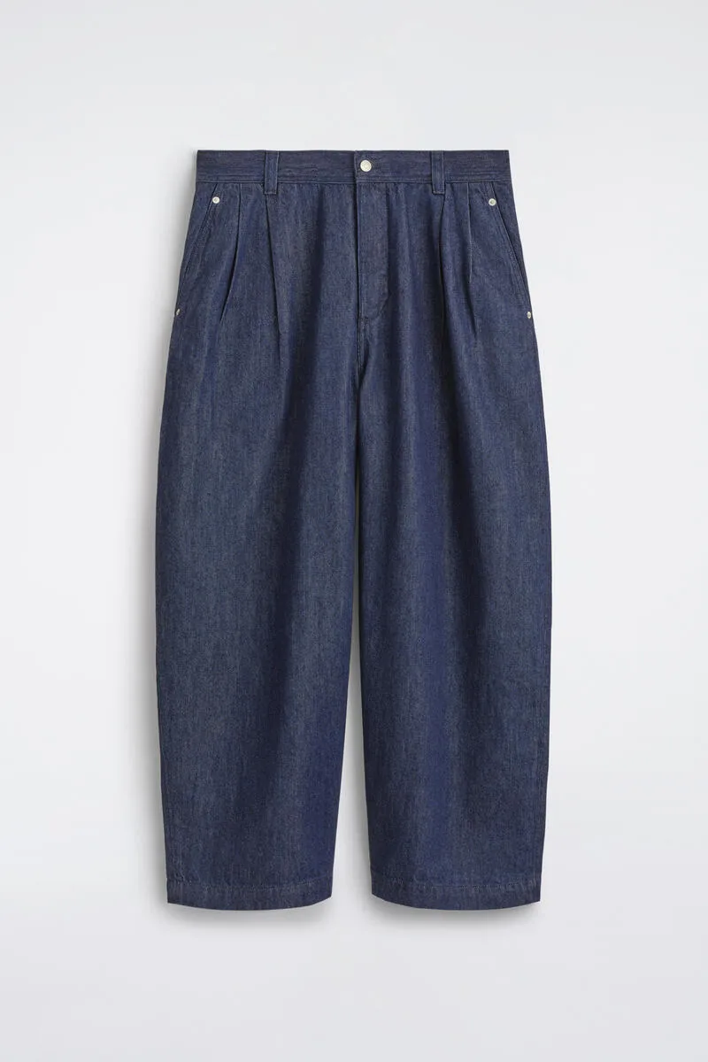 Pleated Denim Relaxed-Fit Barrel-Leg Pants by COS