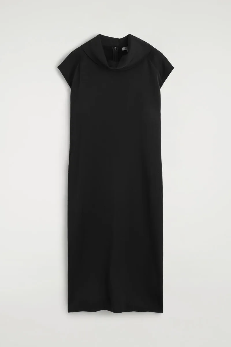 Cowl-Neck Crepe Midi Dress