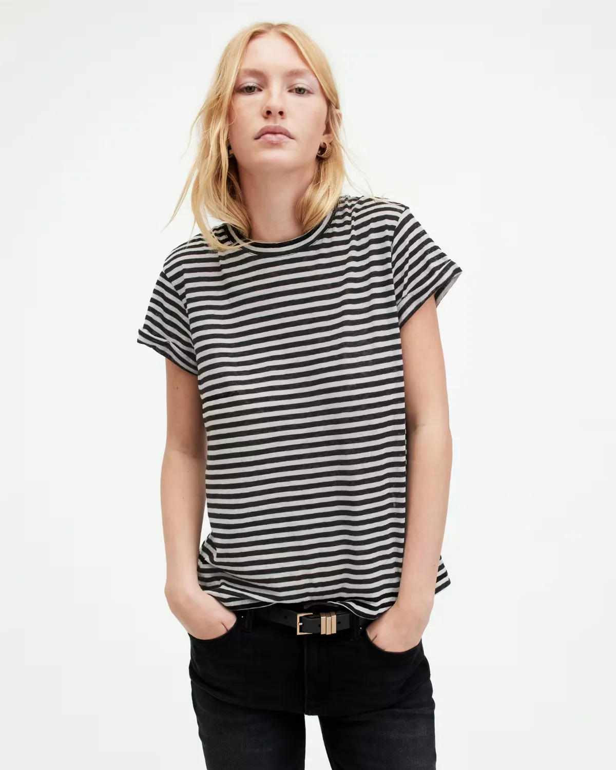 Anna Stripe Short Sleeve T-Shirt by AllSaints