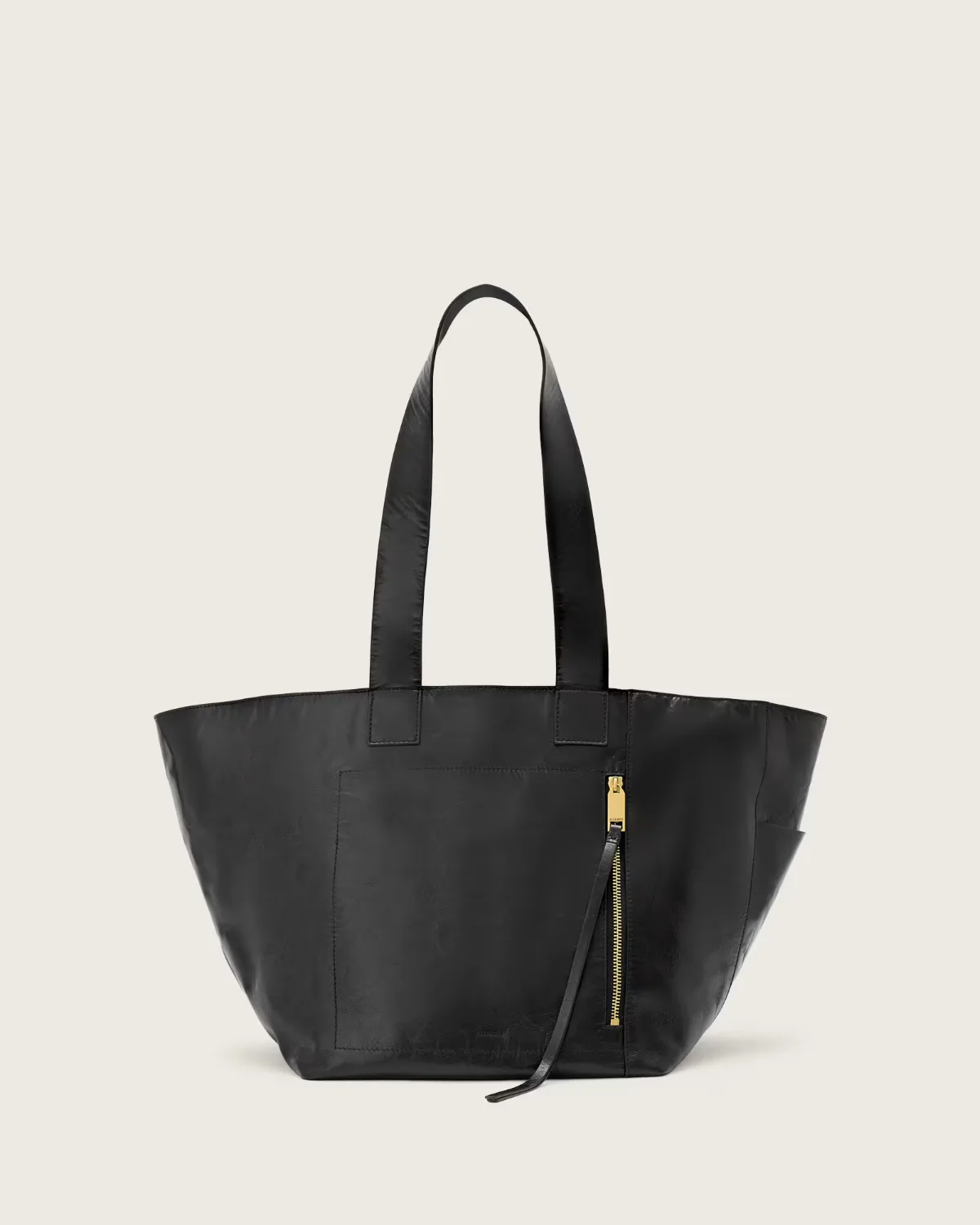 Alba Shine Leather Tote Bag by AllSaints
