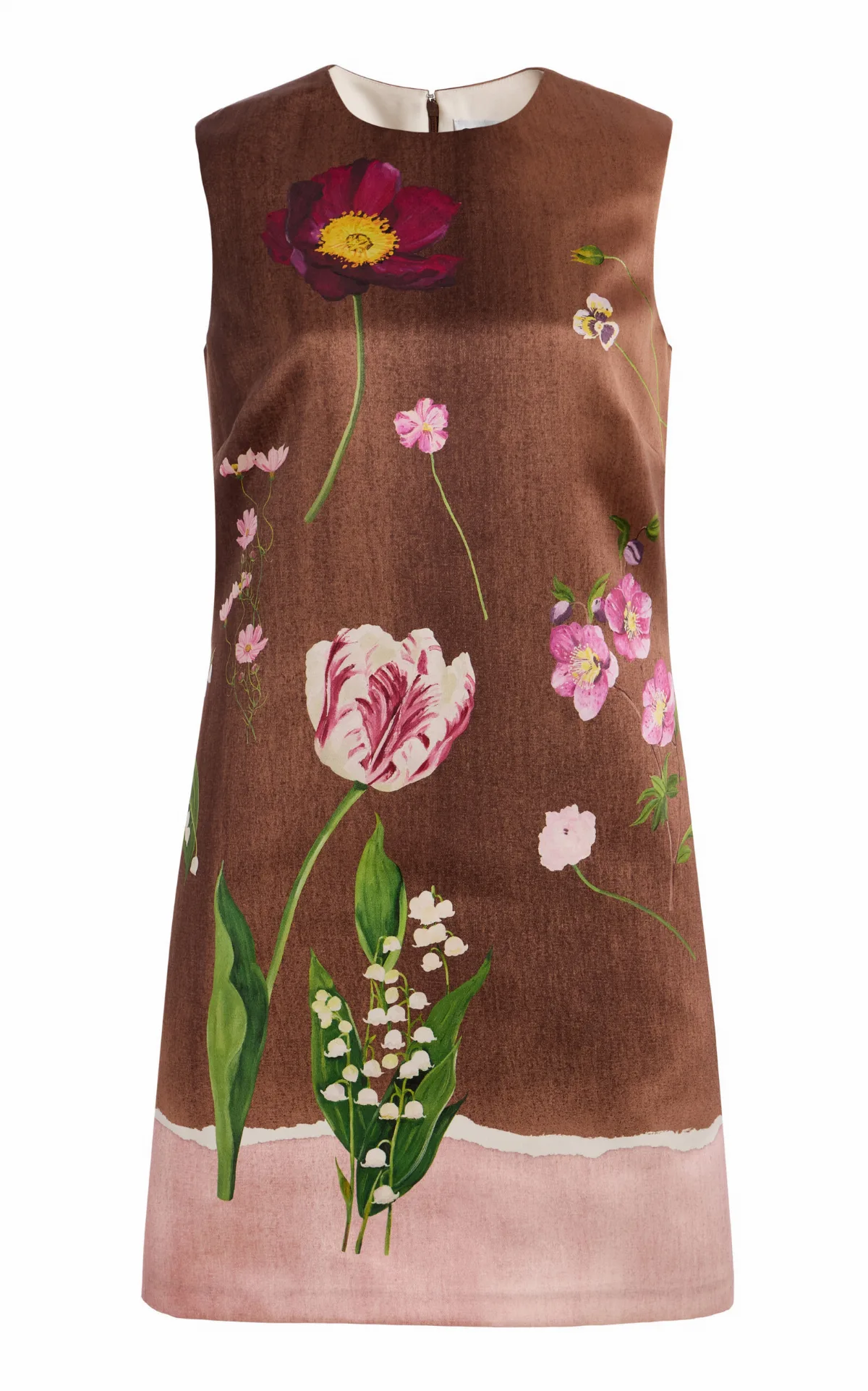Botanical Satin Mini Dress by Oscar de la Renta