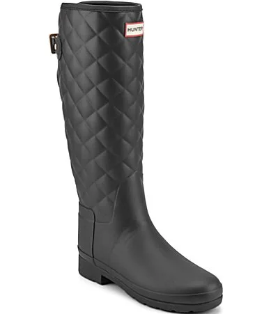 Refined Adjustable Quilted Waterproof Tall Rain Boots by Hunter