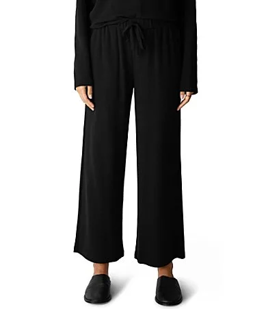 Waffle Double-Knit Wide Drawstring Pull-On Ankle Pants by Eileen Fisher