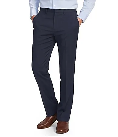 Performance Flat Front Classic Fit Solid Performance Warp Knit Pants by Roundtree & Yorke
