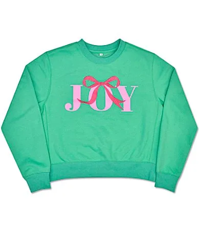 Long Sleeve Joy Graphic Embroidered Bow Sweatshirt by Iscream