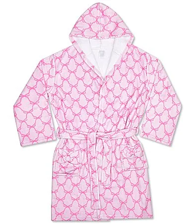 Long Sleeve Sweet Trellis Bow Print Hooded Plush Robe by Iscream