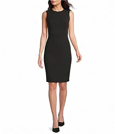 Sleeveless Jewel Neck Sheath Dress