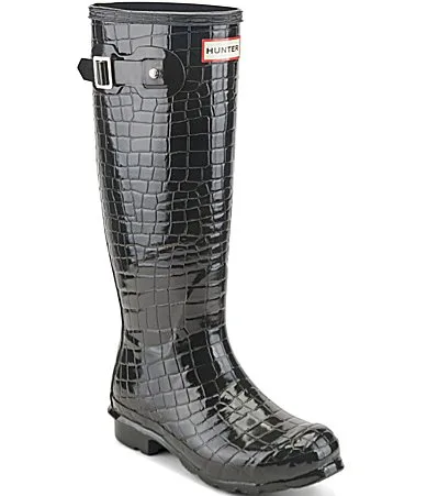 Original Waterproof Glossy Crocodile Embossed Rain Boots by Hunter