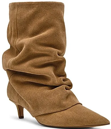 Lennox Suede Slouch Cuff Pointed Toe Mid Calf Boots by Steve Madden