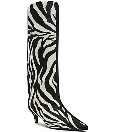 Lysara Two-Tone Zebra Print Haircalf Tall Boots by Steve Madden
