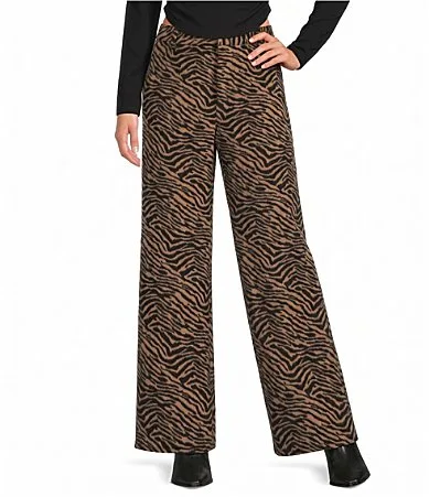 Raine Tiger Printed Wide Leg Coordinating Wool Blend Pants by Gianni Bini