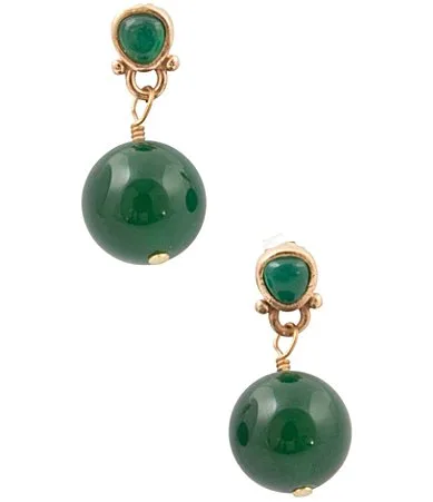 Secret Garden Golden and Green Onyx Drop Earrings by Barse