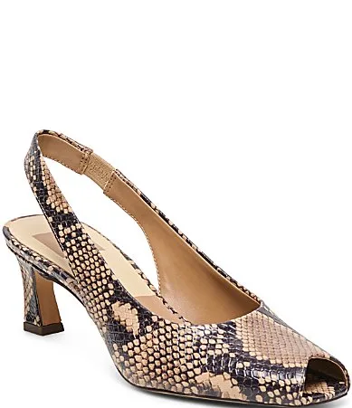 Anabel Embossed Leather Peep Toe Slingback Pumps by Dolce Vita
