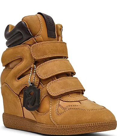 Mavis Suede and Leather High Top Wedge Sneakers