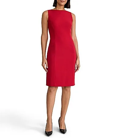 Sleeveless Boat Neck Knee Length Dress