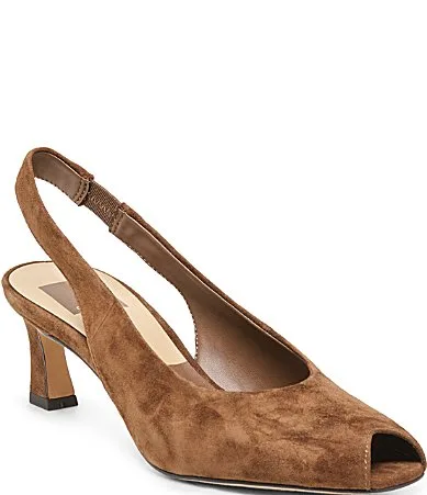 Anabel Suede Peep Toe Slingback Pumps by Dolce Vita
