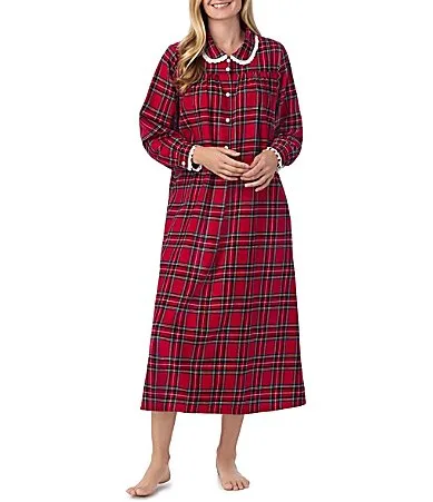 Cotton Flannel Peter Pan Collar Long Sleeve Long Ballet Nightgown by Lanz of Salzburg