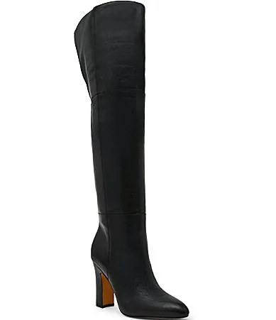 Foretold Leather Block Heel Tall Boots by Steve Madden