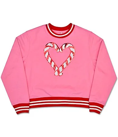 Long Sleeve Candy Cane Heart Sweatshirt by Iscream