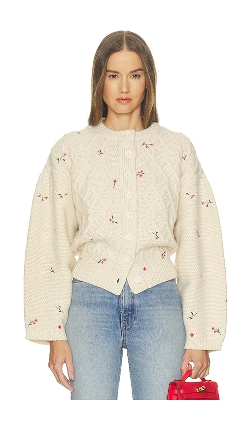 Jeanette Embroidered Merino Cardigan by Helsa