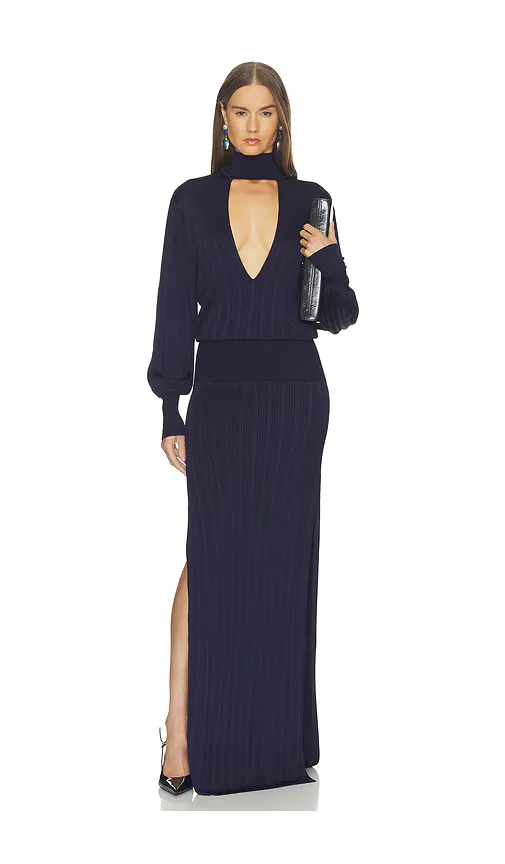 Justyine Mock Neck Knit Gown by Helsa
