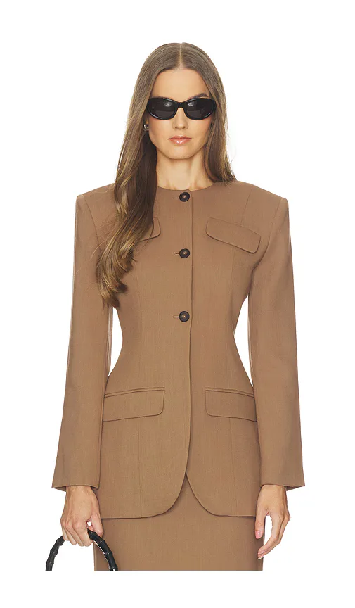 Wool Blend Suiting Jacket with Bows by Helsa