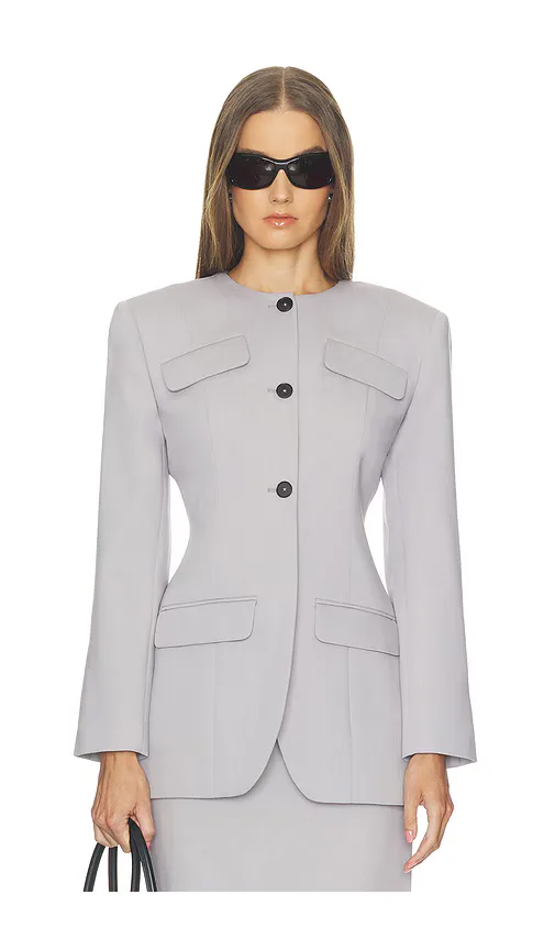 Wool Blend Suiting Jacket with Bows