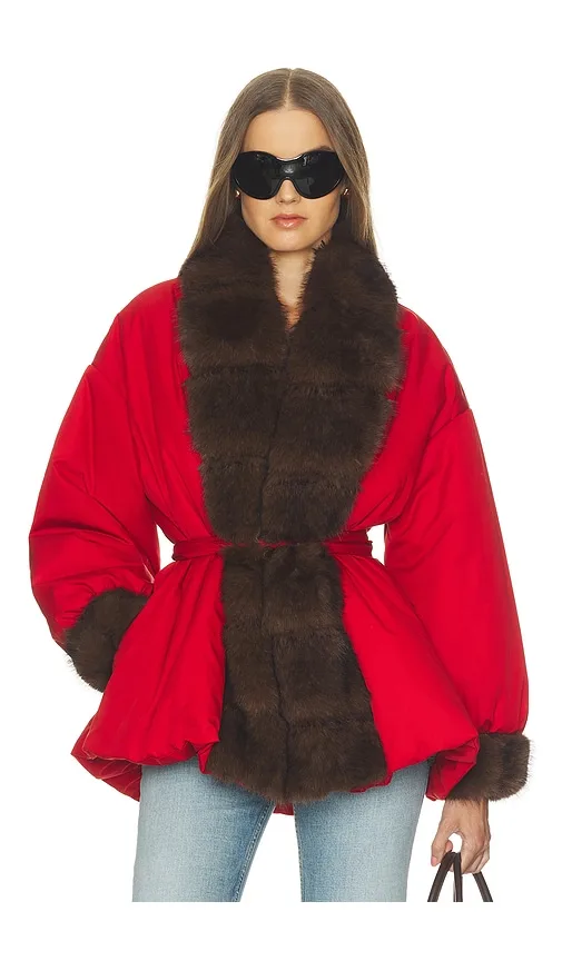 Bubbled Puffer with Faux Fur by Helsa