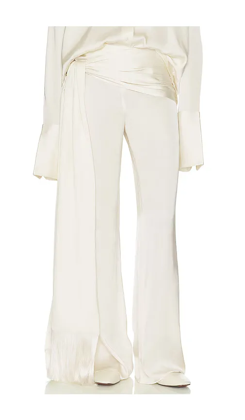 Satin Pants with Tie and Fringe by Helsa