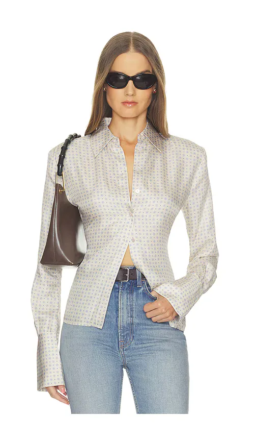 The Silky Shirt in Tie Print by Helsa