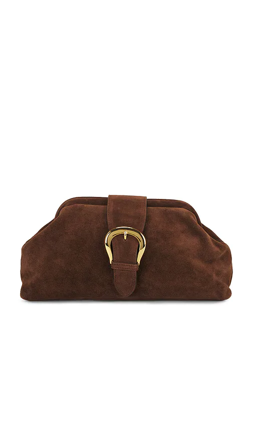 Estelle Buckle Suede Clutch