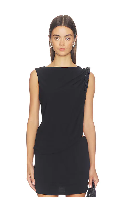 Sleeveless Top with Hotfix Twist Drape by Alexander Wang