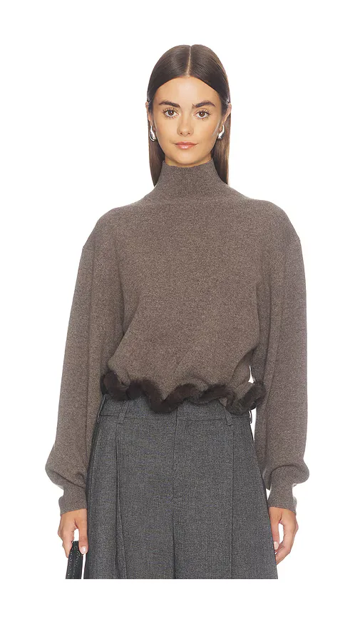 Turtleneck with Wired Faux Mink Trim by Alexander Wang