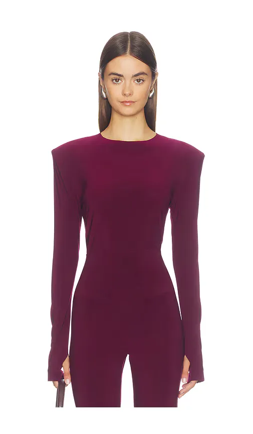 Shoulder Pad Long Sleeve Crew Top