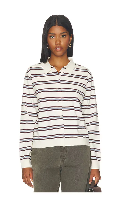 Millie Polo Cardigan in Cream Combo by Stitches & Stripes