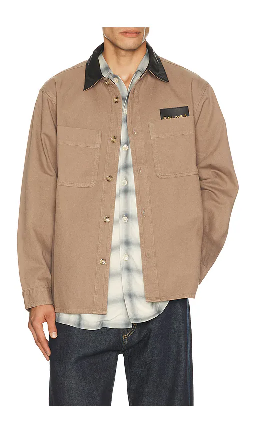 Twill Leather Collar Overshirt by Palmes