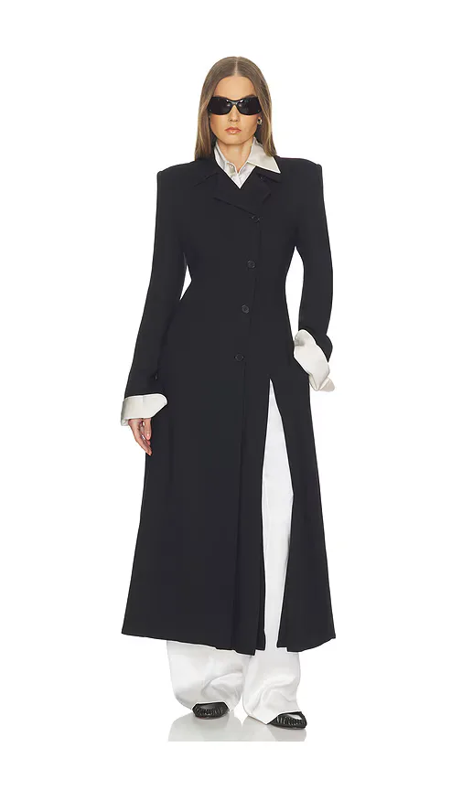 Wool Blend Asymmetrical Suiting Jacket with Slits by Helsa