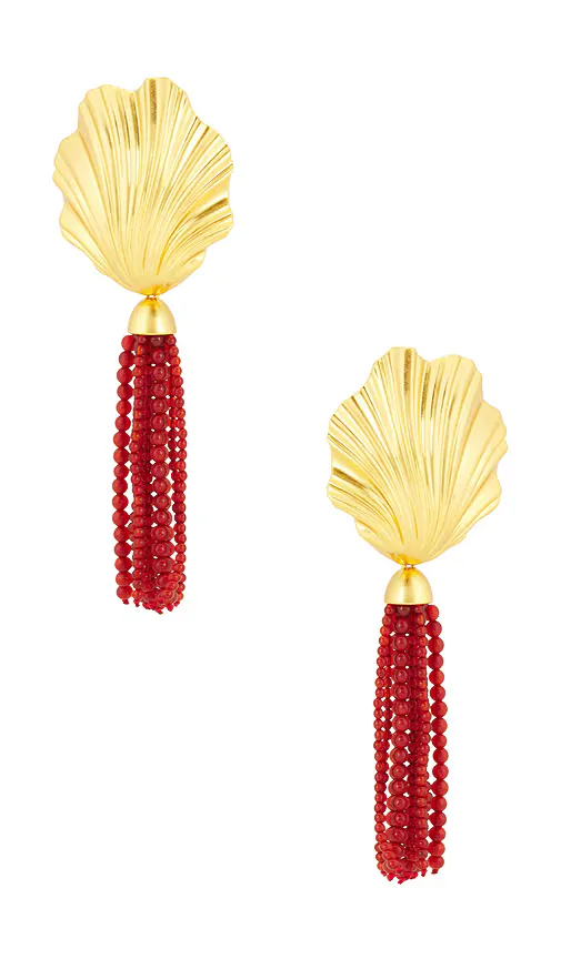 Aria Earrings in Gold & Red by Julietta