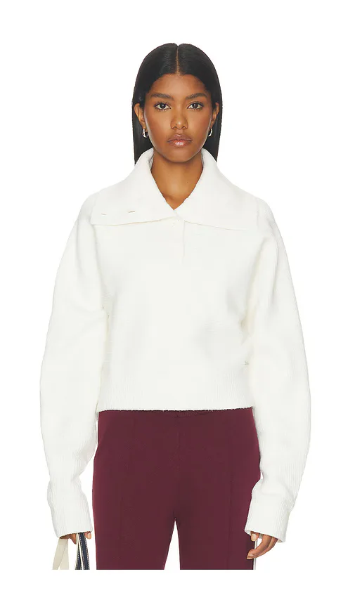 Volume Sleeve Knit Henley Pullover by Adanola