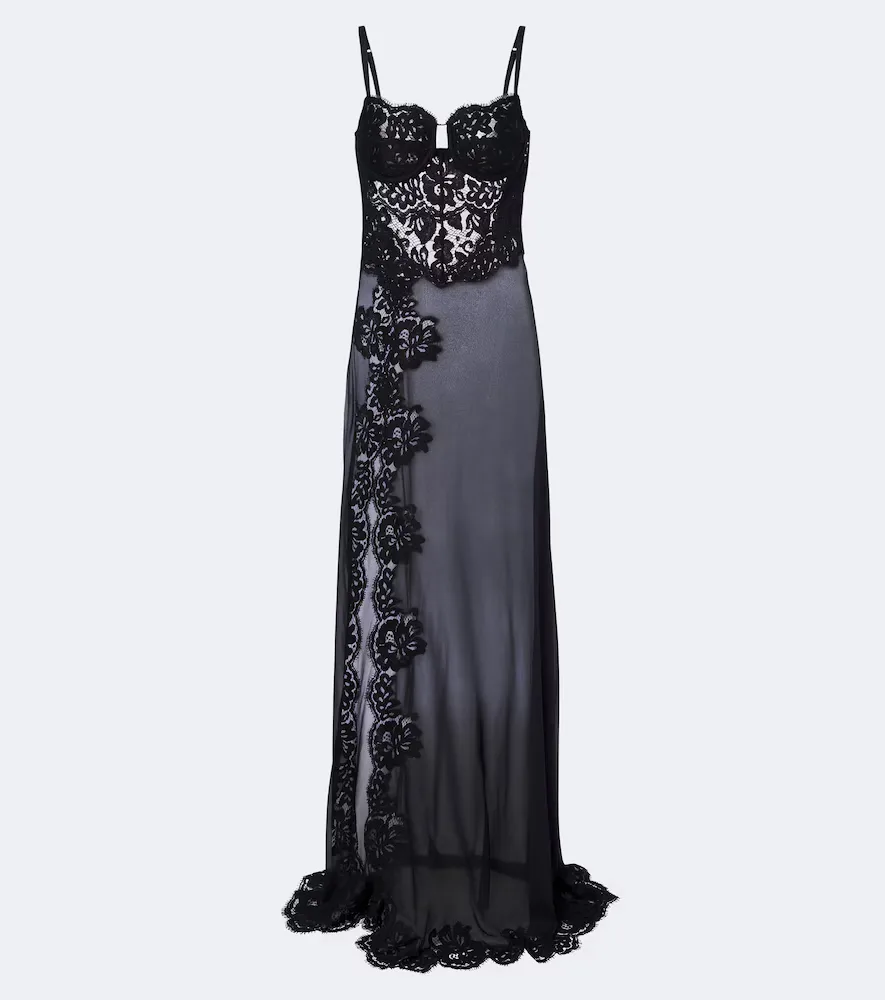 Lace-Trimmed Silk and Cotton-Blend Gown by Dolce&Gabbana